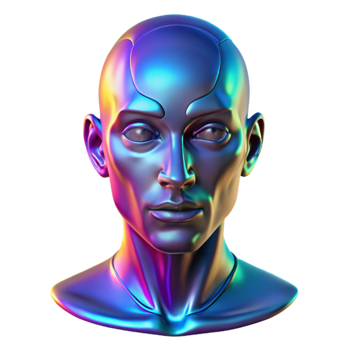 serene vintage impressive minimalist A holographic projection of a human face glitching and distorting, cool, neon lighting, cyberpunk style 4K original png