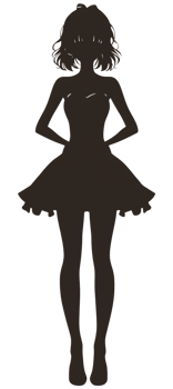 Silhouette of a girl in a dress png