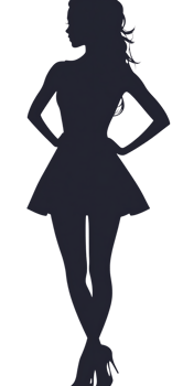 Silhouette of a woman in a dress png