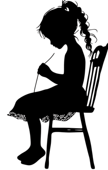 A silhouette of a little girl sitting on a chair png