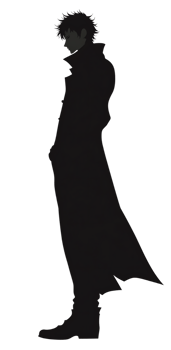A silhouette of a man in a long coat png