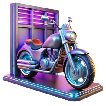 beautiful classic elegant minimalist A futuristic motorcycle, sleek and chrome, parked in front of a neon-lit nightclub. Vibrant, electric lighting and a gritty, urban atmosphere.... png