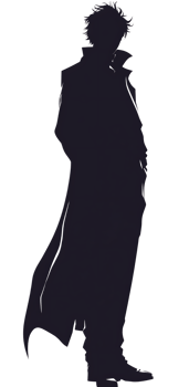 A silhouette of a man in a coat png