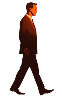 A man in a suit walking in the dark png