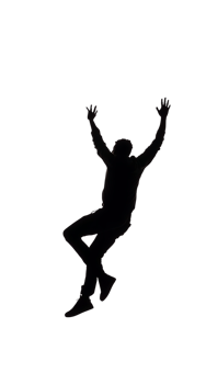 Dark silhouette of a person falling in the night. png
