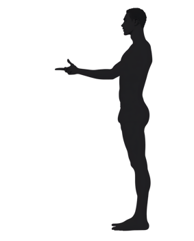 Side profile of a man's silhouette offering something. png