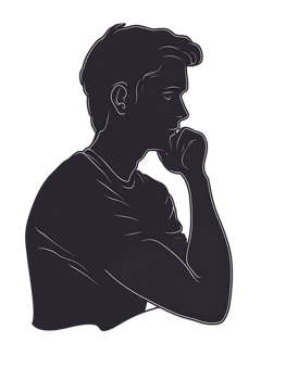 Silhouette of a pensive man png