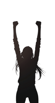 Joyful, energetic silhouette celebrating success. png