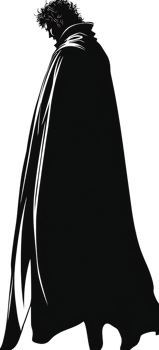 A silhouette of a man in a cloak png