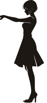 Silhouette of a woman reaching out. png