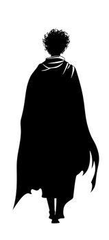 A silhouette of a man in a cape png