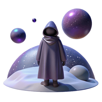 stunning creative extraordinary traditional A lone figure in a hooded cloak standing on a desolate alien planet, starry night sky, mysterious and atmospheric style original 4K png