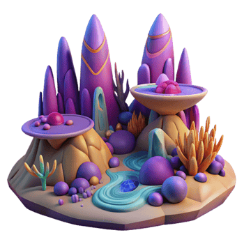 extraordinary abstract extraordinary rustic An alien landscape with strange rock formations and glowing flora, vibrant psychedelic colors, surreal and otherworldly style premium high quality png