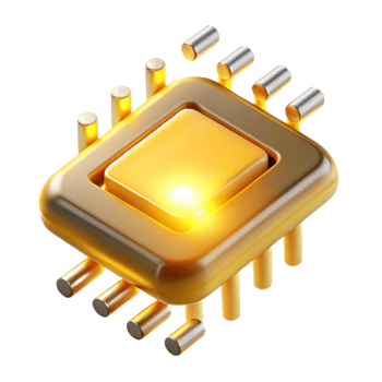 vibrant abstract vibrant vintage A single, levitating microchip emitting a powerful beam of golden light, depicted in a hyperrealistic style with visible intricate circuitry exclusive professional png