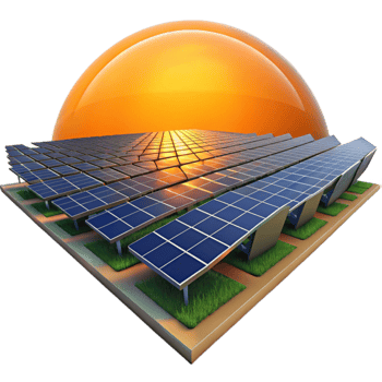 vibrant rustic stunning classic A field of solar panels stretching as far as the eye can see, reflecting a vibrant sunset, in a realistic style exclusive professional png
