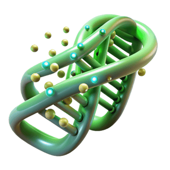 dramatic minimalist dramatic abstract A DNA double helix transforming into a stream of binary code, illuminated by a soft, green light, in a biopunk style professional 4K png