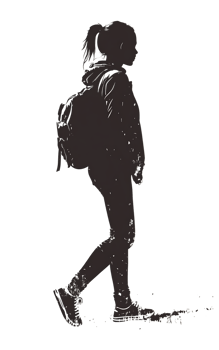 Silhouette of a person walking at night png