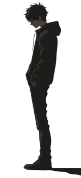 Sad anime boy illustration png