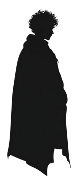 A silhouette of a man in a black cloak png