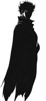A silhouette of a man in a black cloak png