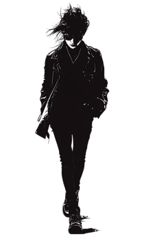 A silhouette of a man walking in the dark png