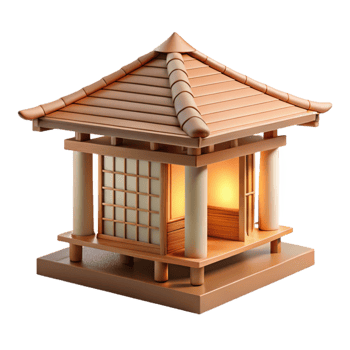 serene rustic serene rustic A minimalist Japanese teahouse made of bamboo and paper, soft diffuse lighting, watercolor style original genuine png