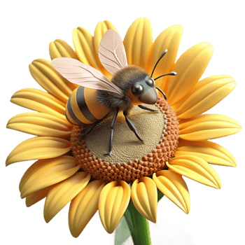elegant abstract wonderful abstract A close-up of a bee collecting pollen from a sunflower, intricate details, macro photography style, warm sunlight original professional png