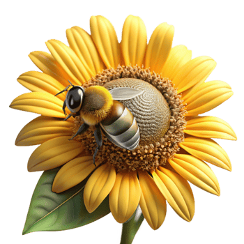 serene abstract magnificent classic A close-up of a bee collecting pollen from a sunflower, intricate details, macro photography style, warm sunlight 4K premium png