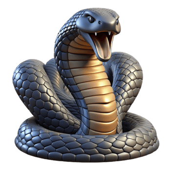 beautiful vintage beautiful modern A coiled king cobra with hood flared, menacing pose, detailed scales, studio lighting, dark and moody professional genuine png