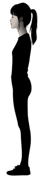 A silhouette of a woman standing in front of a black background png