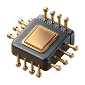 stunning vintage wonderful creative A single microchip, magnified 1000x, gold circuits shimmering, darkfield microscopy, scientific visualization 4K authentic png