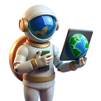 wonderful contemporary vibrant contemporary A lone astronaut holding a transparent tablet displaying Earth, dramatic backlighting from the sun, space opera style high quality premium png