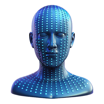 dramatic abstract vibrant minimalist A transparent human head filled with binary code, glowing from within, digital art style premium authentic png