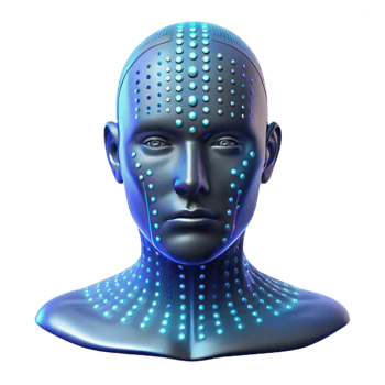 beautiful minimalist serene artistic A transparent human head filled with binary code, glowing from within, digital art style high quality detailed png