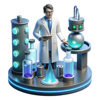 magnificent traditional dramatic vintage A scientist working in a futuristic laboratory filled with glowing equipment, cool, clinical lighting, photorealistic, high resolution 4K png