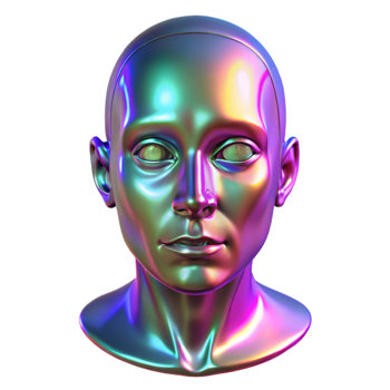 stunning creative beautiful rustic A holographic projection of a human face glitching and distorting, flickering neon lights, cyberpunk style, genuine high resolution png