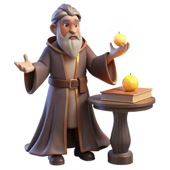 magnificent modern extraordinary abstract A wise old wizard casting a spell in his study, glowing orbs, warm lighting, Rembrandt style authentic premium png