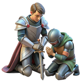 extraordinary modern wonderful vintage A lone knight kneeling before a fallen comrade, somber lighting, realistic armor, historical fantasy high resolution 4K png