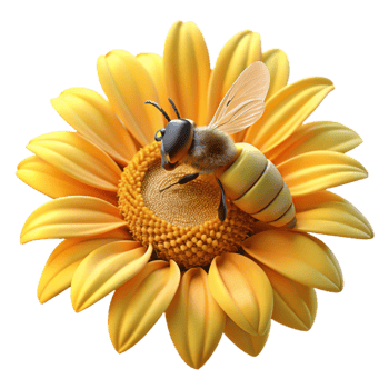 serene minimalist extraordinary classic A close up of a bee collecting pollen from a sunflower, with shallow depth of field and warm, golden light original high quality png
