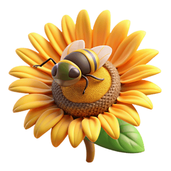 beautiful abstract stunning vintage A close-up of a bee collecting pollen from a sunflower, with shallow depth of field and warm, golden light 4K high resolution png