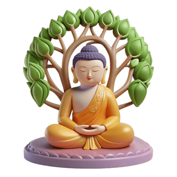impressive artistic beautiful classic A contemplative Buddha sitting under the Bodhi tree, bathed in the soft light of dawn, intricate details and serene expression, in a traditional Thangka... png