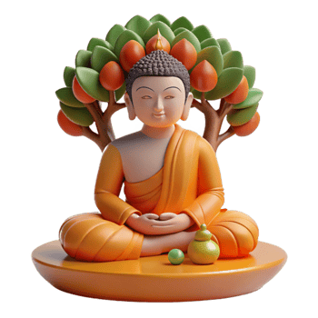 serene contemporary extraordinary traditional A contemplative Buddha sitting under the Bodhi tree, bathed in the soft light of dawn, intricate details and serene expression, in a traditional... png