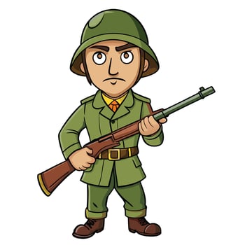 Heroic Cartoon Soldier and His Shotgun vector