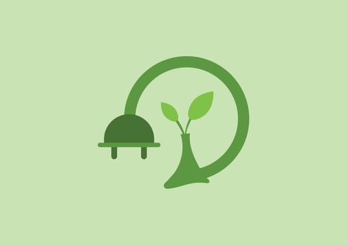 Eco-friendly concept. Small plant with green energy plug. Save the world. vector