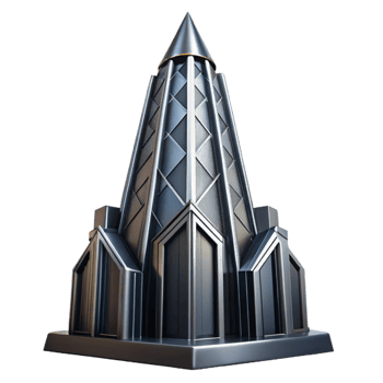 elegant minimalist beautiful contemporary Art Deco skyscraper, chrome and black glass, sharp geometric patterns, volumetric lighting, cinematic angle, highly detailed, ray tracing, 8k, high... png