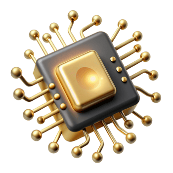 magnificent minimalist serene traditional A close-up of a microchip, intricate pathways glowing with golden light, microscopic photography style exclusive detailed png