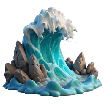 dramatic classic wonderful artistic A giant wave crashing against a rocky shore, dramatic lighting, dynamic splash, realistic ocean scene original exclusive png
