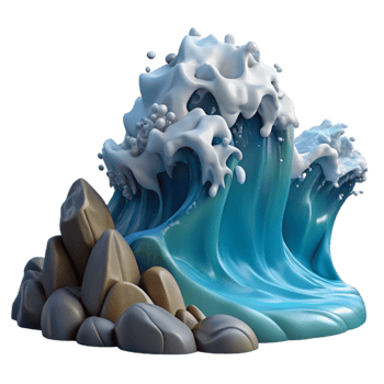 impressive contemporary stunning vintage A giant wave crashing against a rocky shore, dramatic lighting, dynamic splash, realistic ocean scene high resolution genuine png