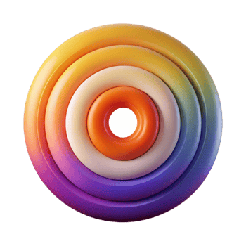 serene artistic stunning minimalist A series of concentric circles radiating outwards, with a gradient color scheme transitioning from warm to cool hues high quality genuine png