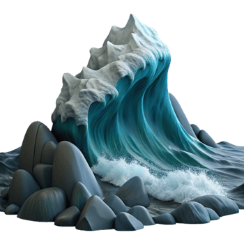 wonderful modern magnificent rustic A giant wave crashing on a rocky shore, stormy weather, dark and moody, dramatic lighting, premium genuine png